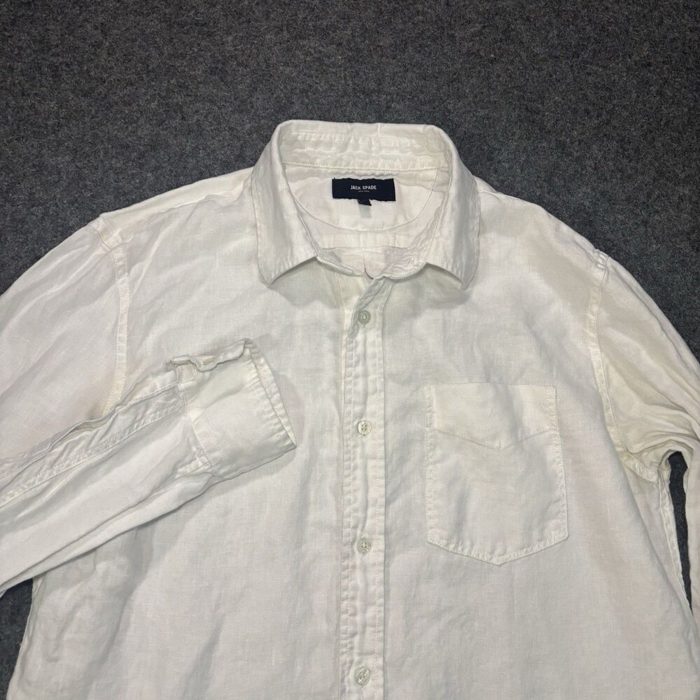 Jack Spade Button Up Shirt Men’s Large Long Sleeve White Linen